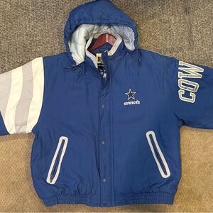 STARTER Blue and White Puffer Jacket with Sporty Design